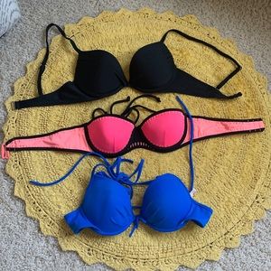 ☀️ SALE bikini top bundle!! 3 padded push up bikini tops S 34A 32B